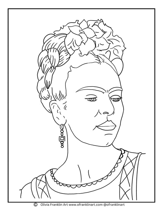 Frida Coloring Page - Olivia Franklin Art
