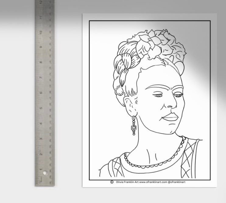 Frida Coloring Page - Olivia Franklin Art