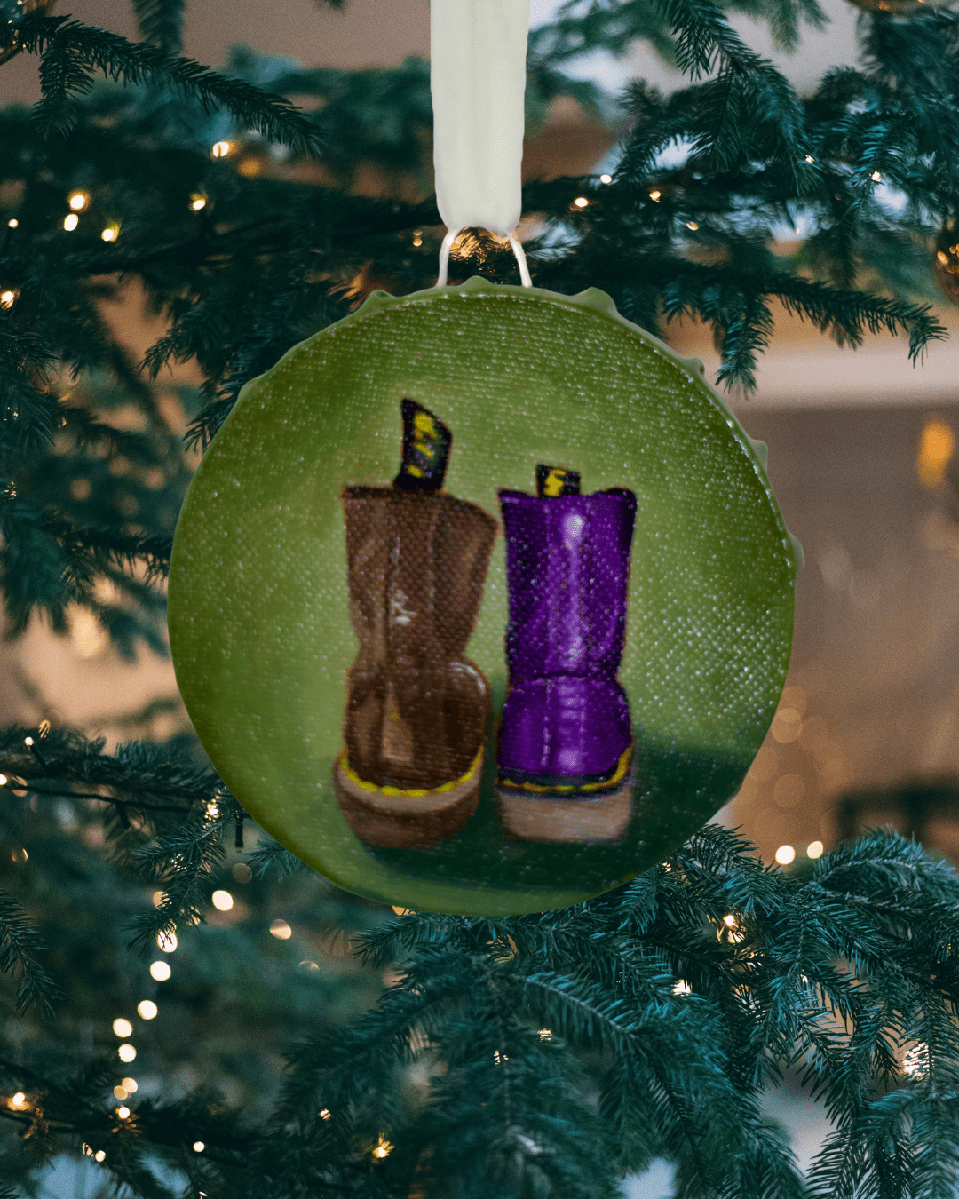 A Made To Order Hand - Painted Custom Canvas Shoe Ornament - Olivia Franklin Art