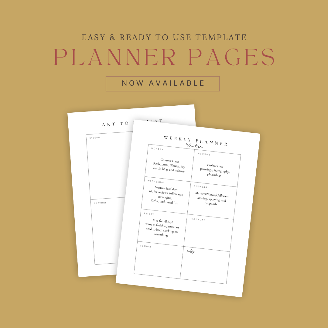 Download Weekly Planner for Painters - Olivia Franklin Art