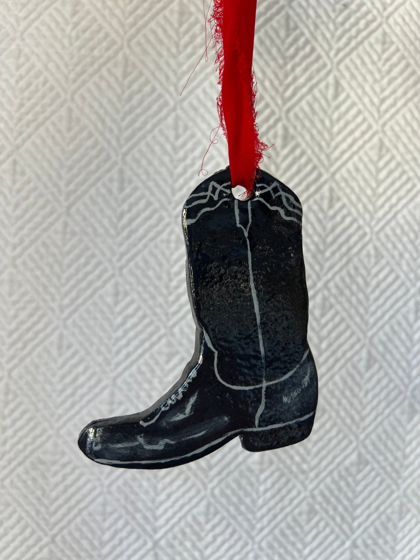 Handmade Rustic Cowboy Boot Christmas Ornament – 2025 Keepsake Gift - Olivia Franklin Art